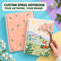 Carnet à spirale personnalisé LABON avec couverture illustrée en couleur, coins arrondis, pages vierges à spirale blanche, journal créatif, cadeau