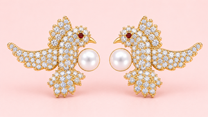 Pearl Bird Gemstone Gold Plated 925 Sterling <b>Silver</b> Handmade <b>Stud</b> <b>Earrings</b> For Women Girl Jewelry Wedding Gift - Product Image 4