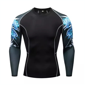 Camiseta Rash Guard de MMA y BJJ para Hombre, Adulto, Verano, Transpirable, Manga Larga, Estampado Digital, Spandex/Poliéster, Marca Fortleo - Product Image 1