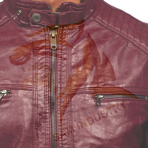 Veste d'hiver en cuir pour homme de haute qualité, prix de gros, col montant, couleur unie - Product Image 6