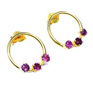 Classic Women's 925 <b>Sterling</b> <b>Silver</b> <b>Hoop</b> <b>Earring</b> Set Gold Plated Tourmaline Gemstones for Wedding and Everyday Wear - Product Image 1