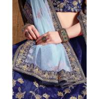 Lehenga Choli de demoiselle d'honneur en soie brodée bleue, taille plus