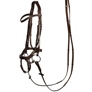 Brida de Cuero Italiano de Primera Calidad, con Diseño Anatómico y Hebillas de Acero Inoxidable Ajustables, para Montar a Caballo - Product Image 1