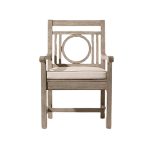 Modern Classic Outdoor Dining Arm Chair Solid Teak Contemporary Geometric <b>Back</b> Design Comfortable <b>Cushion</b> Hotel Villa Use - Product Image 2