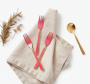 Ensemble de fourchettes en acier inoxydable, design rose et or, finition élégante, parfait pour la cuisine et la table, fait main - Product Image 4