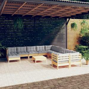 Conjunto de Muebles de Jardín Modulares Grandes de Madera de Pino Sólido Gris - Product Image 1