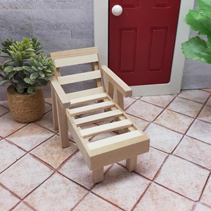 Sillón de Madera en Miniatura, Escala 1:12, Muebles para Casa de Muñecas, Sillón de Madera Natural sin Acabado, Decoración DIY para Mayores de 14 Años - Product Image 5