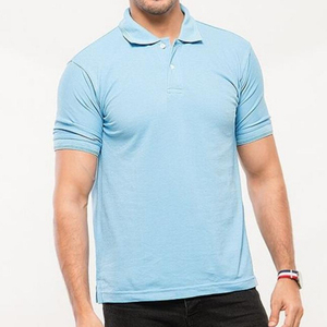 Polo en coton bleu clair à manches courtes pour homme, couleur unie, décontracté, avec poche, coupe classique, en jersey tricoté - Product Image 5