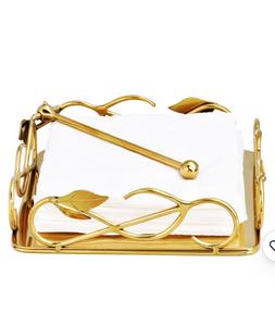 Porte-mouchoirs en métal doré Glam, design carré, support à serviettes autoportant - Product Image 3