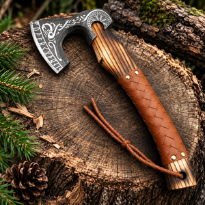 Hache viking artisanale sur mesure – Hache barbue de 22 pouces, lame en acier forgé, manche en bois de frêne, cadeau viking rustique - Product Image 6