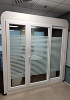 Cabine de réunion insonorisée de qualité supérieure avec construction durable, cabine de bureau moderne modulaire, éclairage LED