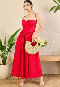 Robe longue classique rayée sans dos pour femme, légère et décontractée, idéale pour les vacances d'été, avec décolleté sans bretelles - Product Image 2