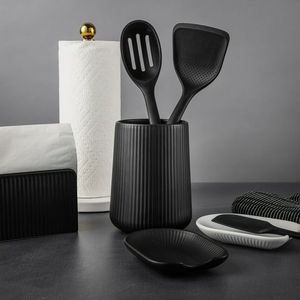 Portautensili da Cucina in Ceramica Nervata da 6,2 Pollici, Nero, Confezione da 2 - Product Image 4