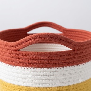 Rectangle Color Block Woven Storage <b>Basket</b> Handles <b>Foldable</b> 6-10L 50x50x40cm for Home Organization Minimalist Design Cotton Rope - Product Image 2