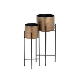 Modern Galvanized Metal Flower <b>Pots</b> with Black Stand | Decorative Garden PlantersLuxury Galvanized Planter Premium Metal Planter - Product Image 3
