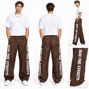 Wholesale Men Lightweight Printed Wide Leg <b>Windbreaker</b> Pants 100% Nylon Waterproof Breathable Quick Dry Streetwear <b>Camping</b> - Product Image 1