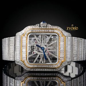Reloj de Lujo para Hombre con Incrustaciones de Moissanita Baguette, Diseño Esqueleto Cuadrado, Personalizado en Acero Inoxidable de Dos Tonos, Cristal de Zafiro, Automático - Product Image 5