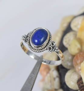 Anillo de Lapislázuli Ovalado Tallado en Plata de Ley 925, Hecho a Mano, para Fiestas, Joyería al por Mayor para Mujer - Product Image 4