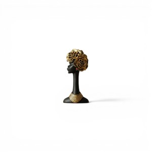 Escultura Artesanal de Poliresina de Dama Africana Alta con Tocado Floral, Figura Moderna para Decoración de Mesa del Hogar, Ideal para Regalo de Inauguración - Product Image 2
