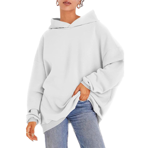 Sudadera con Capucha Oversize Blanca de Algodón y Felpa de Alta Calidad para Mujer, con Hombros Caídos, Nuevas Técnicas de Impresión, para Invierno y Otoño - Product Image 4