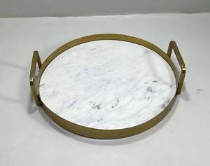 Plateau de service de luxe en marbre écologique avec poignée, idéal pour les fêtes de Noël, la restauration, les restaurants et les hôtels – Vente chaude - Product Image 5