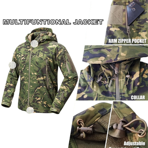 Men’s Camouflage Outdoor Softshell <b>Jacket</b> Lightweight Multi Pocket Stretch Casual Hooded Performance <b>Jacket</b> OEM Manufacturer - Product Image 2