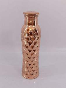 Geometric Hammered Copper Water <b>Bottle</b> Mirror Polish Premium Metal Drink <b>Flask</b> Reusable Wellness <b>Bottle</b> OEM ODM Bulk - Product Image 2