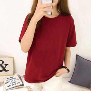 T-Shirt Femme Vintage O-cou 100% Coton Peigné Pré-Lavé Uni Blanc Jersey 50 Couleurs Stock Dentelle Bouton Casual Style Vintage - Product Image 4