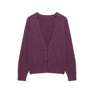 Suéter Cárdigan de Punto Personalizado al por Mayor para Mujer, Estilo Universitario Preppy, para Moda Casual, Suave - Product Image 3