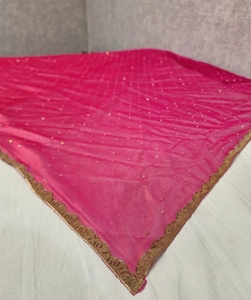 Sari en filet orné de pierres pour femme KV, modèle Supernet (rose) - Product Image 6