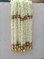 Guirlande de fleurs de jasmin de luxe en tissu, avec Ghungroo, pour décoration de mariage indien, Pooja de Ganesh, guirlandes de mariage islamiques