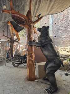 Escultura de Oso de Fibra de Vidrio con Figura de Árbol, Arte Decorativo para Exteriores, Decoración Animal, Arte para el Retiro, Montaje en Suelo, Paquete de una Sola Pieza - Product Image 3