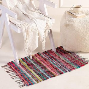 Tapis en tissu recyclé sur mesure, fabriqués à partir de tissus recyclés multicolores, adaptés aux designers d'intérieur - Product Image 1