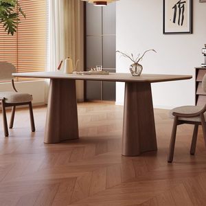 Tavolo da Pranzo Moderno in Stile Mid-Century in Pietra Sinterizzata Travertino, Colore <span class=keywords><strong>Noce</strong></span>, Rettangolare, Design Esclusivo - Product Image 2