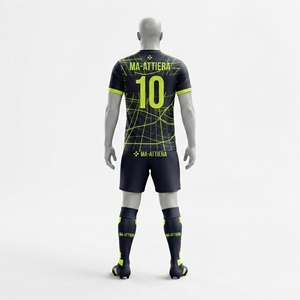 Custom <b>Navy</b> Neon Green Soccer Jersey Shorts <b>Socks</b> Set Football Teamwear Sports Uniform Wholesale OEM Manufacturer Supplier - Product Image 2