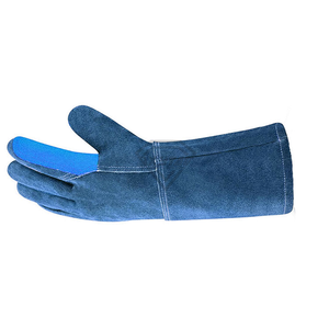 Heavy Duty Blue Split Cowhide Leather Welding Gloves <b>Heat</b> Resistant Protective Safety Work Gloves For Industrial Construction - Product Image 2