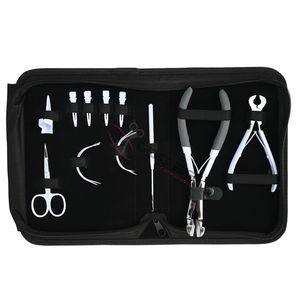 Kit de herramientas para extensiones de cabello blanco: Alicates para extensiones de cinta, Cortador de queratina, Gancho de extracción, Agujas curvas, Clip de seccionamiento, Separador de cabello - Product Image 1