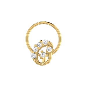 AJRETAIL – Pince-nez ethnique pour femme en or 14 carats, motif feuille florale, diamant naturel taille brillant rond 0,07 ct, pour mariage et fiançailles - Product Image 1