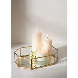 Bandeja Decorativa Hexagonal de Cristal Dorado de Lujo, Elegante Organizador de Joyas, Plato para Cosméticos y Perfumes, Decoración para Mesa de Centro - Product Image 1