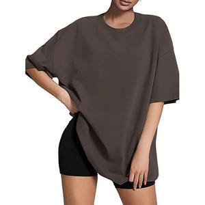 Camisetas de Verano para Mujer, de Algodón, a la Moda, con Logotipo Personalizado, de Alta Calidad, Lisas, con Mangas Cosidas - Product Image 1