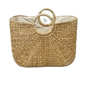 Vietnam manufacture wholesale woven handicraft seagrass straw shopping tote bag high quality