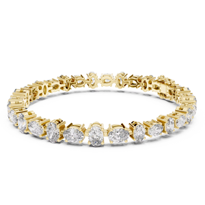 Ensemble de bracelets tennis de luxe en or jaune 18 carats, plaqué rhodium, avec diamant ovale unique de laboratoire, pour usage quotidien, bureau et mariage - Product Image 1