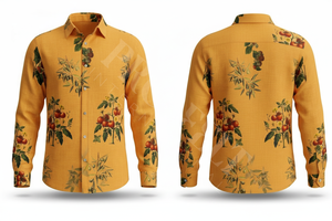 เสื้อเชิ้ตแขนยาวพิมพ์ลายตามสั่ง 100% โพลีเอสเตอร์ สำหรับผู้ชาย สไตล์ลำลอง ติดกระดุม ลายผลไม้และใบไม้สีสันสดใส เหมาะสำหรับใส่ไปชายหาด - Product Image 4