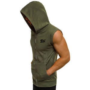 Hoodie sans manches surdimensionné personnalisé avec logo OEM, en coton léger, uni - Product Image 4