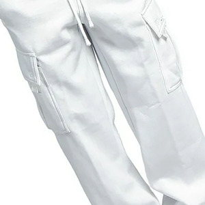 Pantalon de survêtement cargo blanc pour homme, taille élastique avec cordon de serrage, plusieurs poches, style décontracté, en coton mi-lourd, idéal pour le printemps - Product Image 6