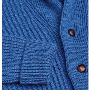 Cardigan en laine bleu pour homme, manches longues, col rabattu, épais, anti-boulochage, pour l'automne, couleur unie, fermeture boutonnée - Product Image 6
