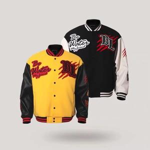 Chaqueta de Béisbol de Invierno 2026 de Alta Calidad para Hombre, Cuello Alto, Bordado, Parches Universitarios, Logotipo Frontal, Estilo Graffiti - Product Image 1