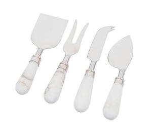 Ensemble de couteaux à fromage en acier inoxydable avec manche en marbre blanc doré, fourchettes à charcuterie, fourchettes de service, vente en gros, décoration de cuisine, cadeau personnalisé - Product Image 3