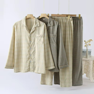 <b>Men's</b> Two-Piece Casual Sleepwear <b>Set</b> Breathable 100% Cotton Plaid Pattern <b>Pajama</b> <b>Set</b> Soft and Smooth <b>for</b> Summer-Wholesale Prices - Product Image 1