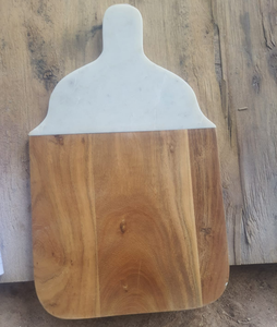 Planche à découper de luxe en bois d'acacia et marbre, planche à découper en bois d'acacia naturel avec plaque de marbre carrée, écologique - Product Image 1